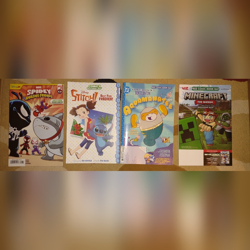 Kids Comic Lot 2025-2026 FCBD Spidey Amazing Friends Minecraft Stitch Aquamanate